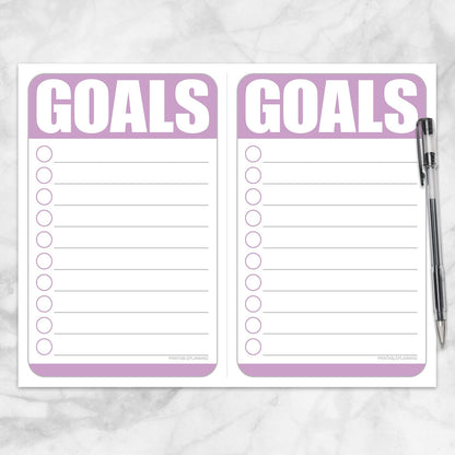 Printable Goals - Purple Sheet of two Half Page Checklists at Printable Planning.
