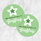 Printable Green Star Personalized Bookplate Stickers at Printable Planning. Example of 2 stickers.