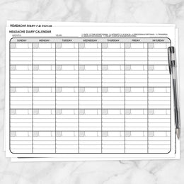 Headache Diary Calendar - Printable at Printable Planning for only 5.95