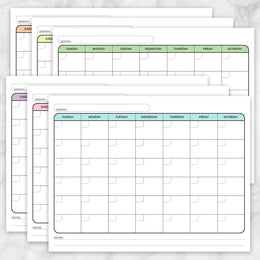 Modern Blank Monthly Calendar - 6 Full Page BUNDLE - Printable at ...