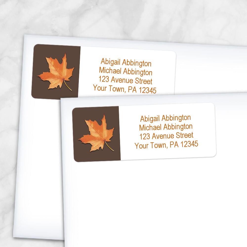 Orange Leaf on Brown Fall Address Labels - Printable – Printable Planning