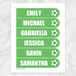 Printable Personalized Green Star Bookmarks at Printable Planning. Sheet of 6 bookmarks.