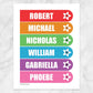 Printable Personalized Rainbow Star Bookmarks at Printable Planning. Sheet of 6 bookmarks.