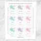 Printable Snowflake Personalized Gift Tags - Turquoise Purple Pink at Printable Planning. Sheet of 9 gift tags.