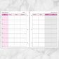 Printable Pink Weekly Lesson Plan for Teachers, School Planning Pages at Printable Planning. Front and back, facing pages, with 3-hole punch example.