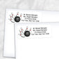 Printable Pins and Ball Bowling Address Labels at Printable Planning. Shown on envelopes.