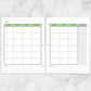 Printable Green Monthly Calendar Planner Pages (left and right) at Printable Planning.