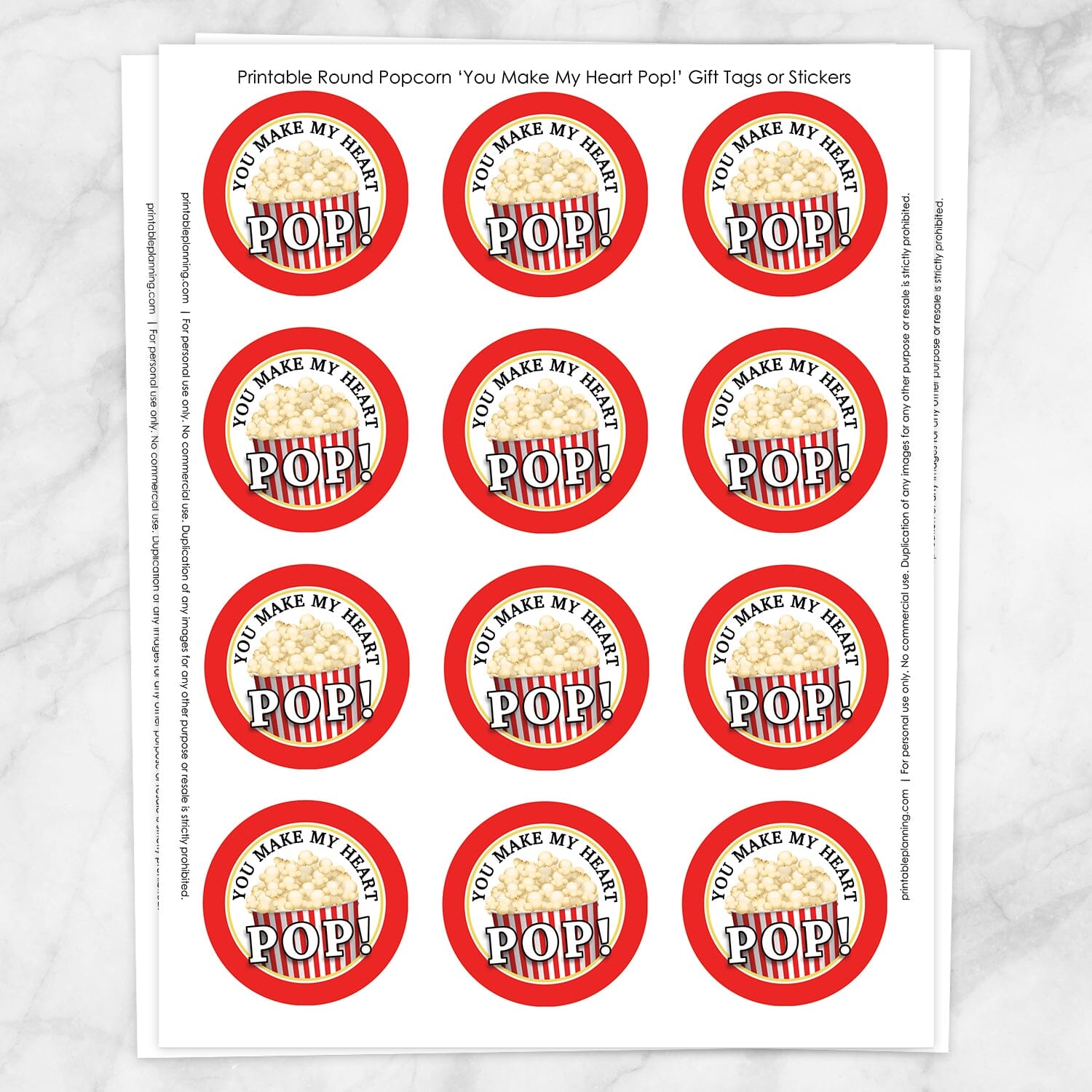 Valentines Day Stickers, Personalized Popcorn Valentines Stickers,  Valentine Labels, Valentines Day Favor Stickers