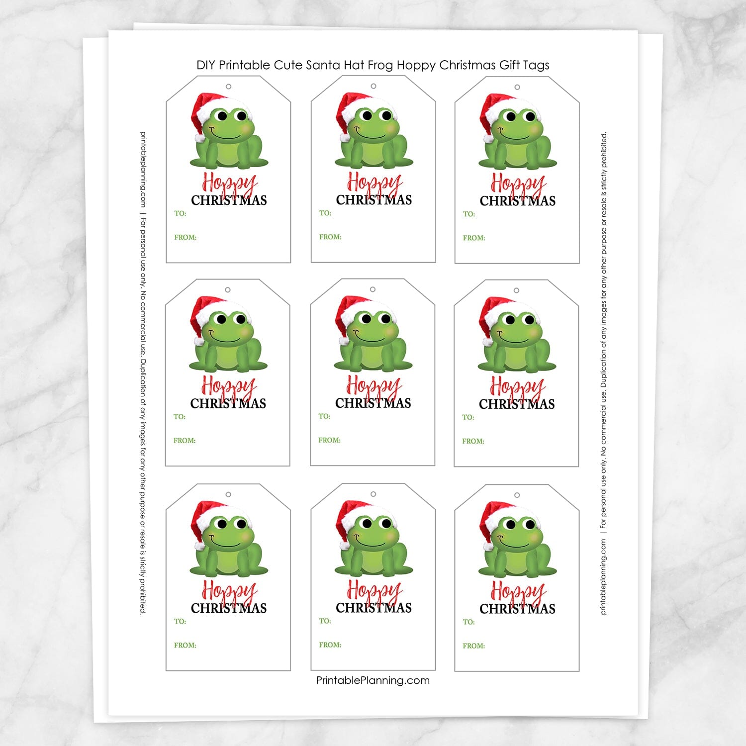 Cute Santa Hat Frog Hoppy Christmas Gift Tags - Printable at Printable  Planning for only 5.95