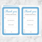 Printable Teacher Thank You Notes in blue at Printable Planning. Sheets of 2 thank you notes per page.