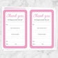 Printable Teacher Thank You Notes in pink at Printable Planning. Sheets of 2 thank you notes per page.