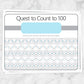 Printable Quest to Count to 100 - BUNDLE of 4 Kids Counting Sheets at Printable Planning. Example of blue sheet.
