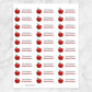 Printable Red Apple Bookplate Labels for Name Labeling Books at Printable Planning. Sheet of 30 labels.