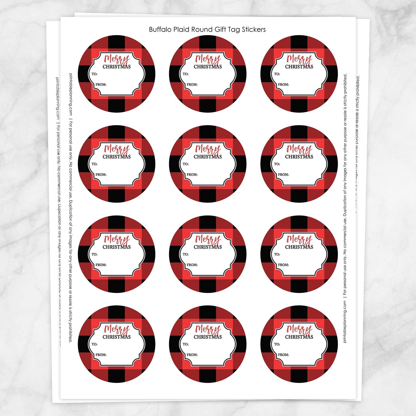 Red Buffalo Plaid Gift Tag Stickers - Printable at Printable Planning ...