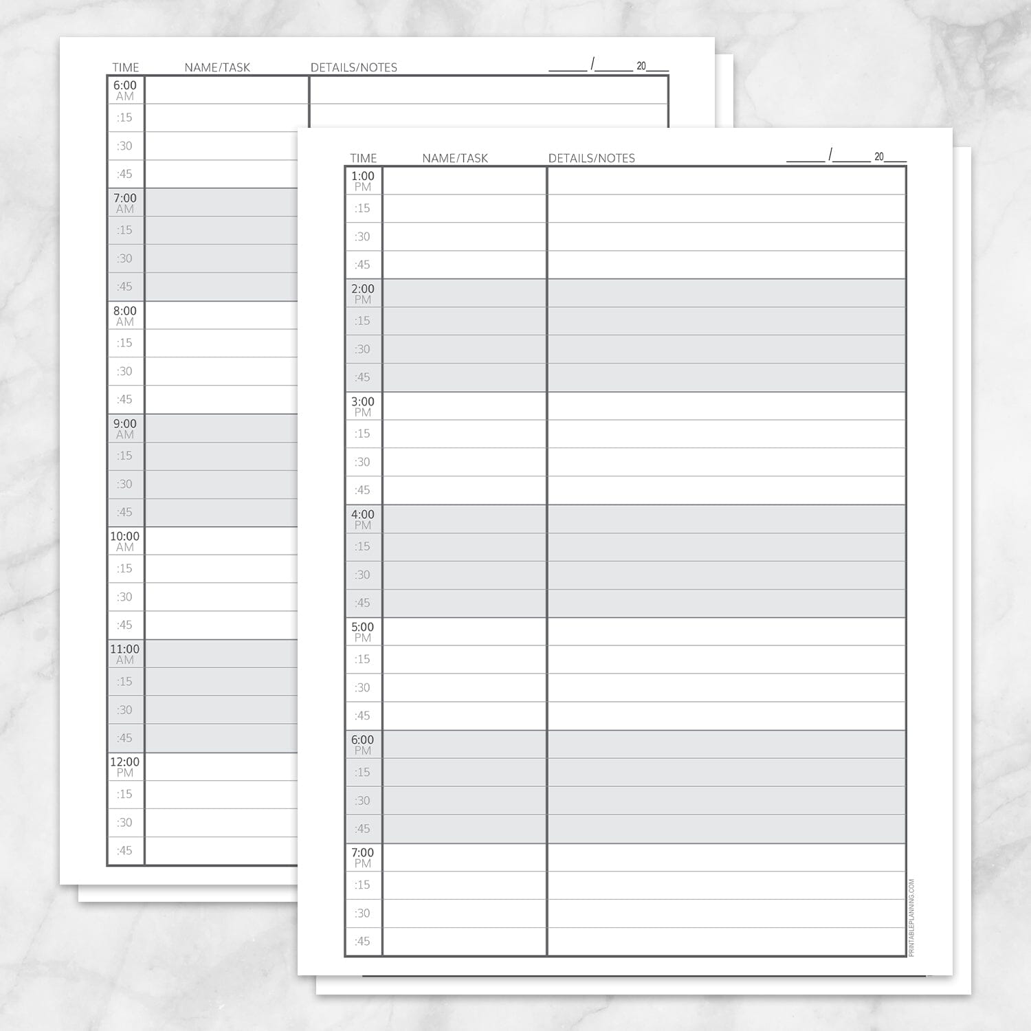 Scheduling Sheet with Notes - Printable at Printable Planning for only 5.95