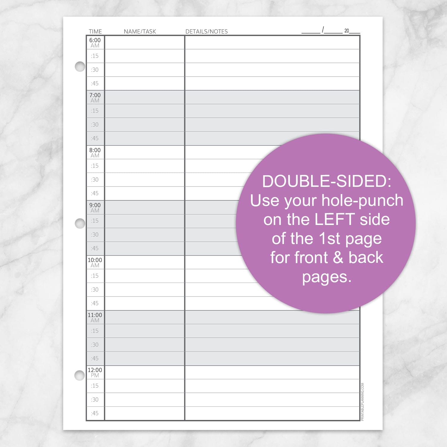 Draw Scheule On Note Scheduling Sheet with Notes - Printable at Printable Planning for only 5.95