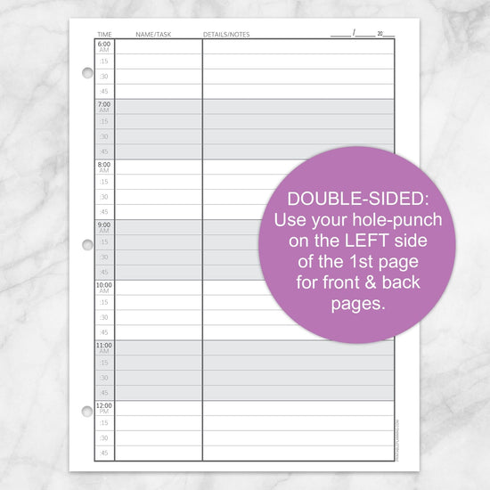 Scheduling Sheet with Notes - Printable at Printable Planning for only 5.95