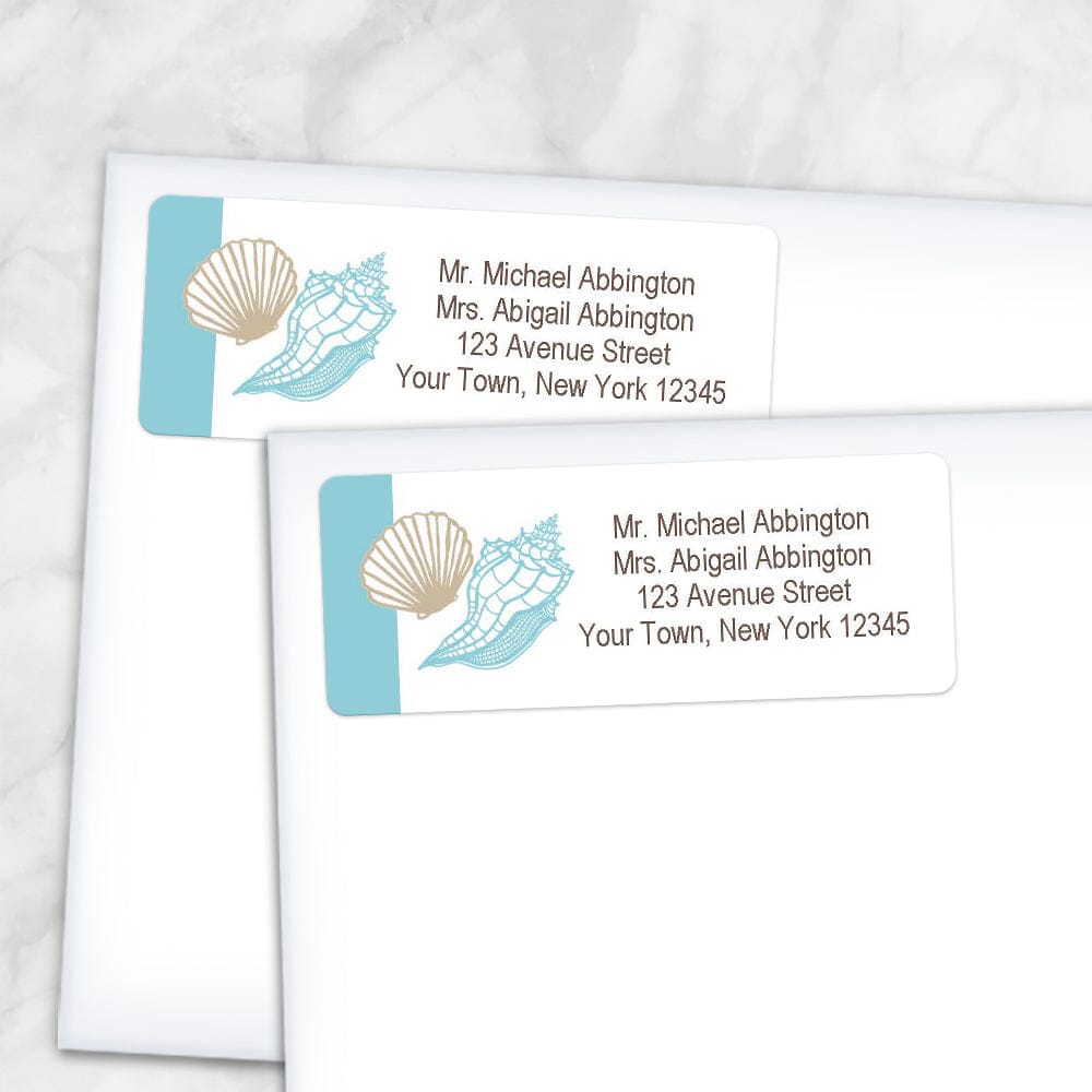 Seashell Turquoise Tan Beach Address Labels - Printable at Printable ...