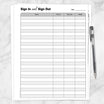 Sign In and Sign Out Sheet | Printable Attendance Log PDF – Printable ...