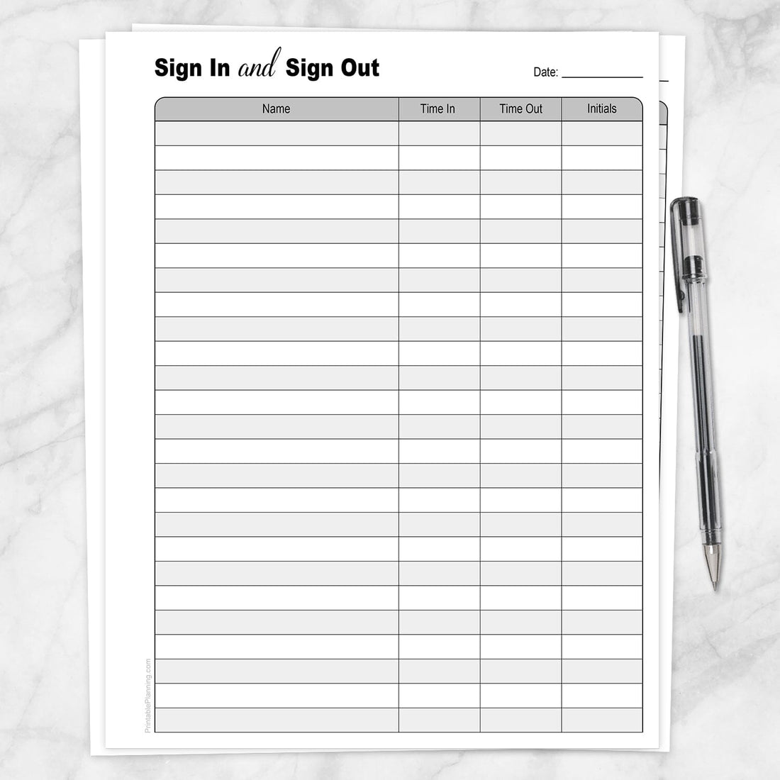 Sign In and Sign Out Sheet | Printable Attendance Log PDF – Printable ...