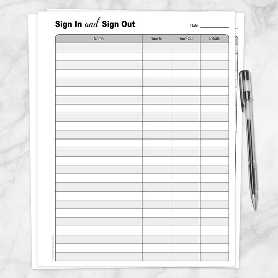 Sign In and Sign Out Sheet Printable at Printable Planning for only 5.95