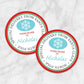 Printable Special Delivery from Santa Claus - Round Personalized Gift Tags or Stickers at Printable Planning. Example of 2 stickers.