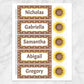 Printable Personalized Sunflower Polka Dot Bookmarks at Printable Planning. Sheet of 5 bookmarks.