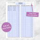 Printable Tithe Record with Auto-Calculating Total at Printable Planning. Infographic shows that all blue fields can be edited and the page total auto-calculates.
