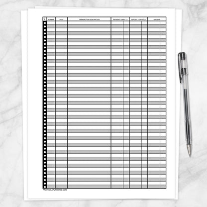 Printable Financial Transaction Register at Printable Planning.
