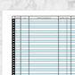 Printable Financial Transaction Register in Blue - Full Page at Printable Planning. Closer view of the page.