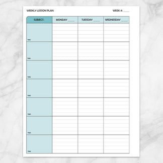 Turquoise Weekly Lesson Plan Pages | Printable Teacher Planner PDF ...