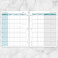 Printable Turquoise Weekly Lesson Plan for Teachers, School Planning Pages at Printable Planning. Image shows both front and back, facing pages, with 3-hole punch example.