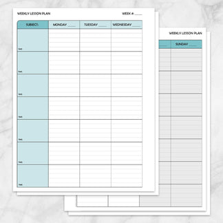 Turquoise Weekly Lesson Plan Pages | Printable Teacher Planner PDF ...