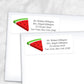 Printable Watermelon Slice Personalized Address Labels at Printable Planning. Shown on envelopes.