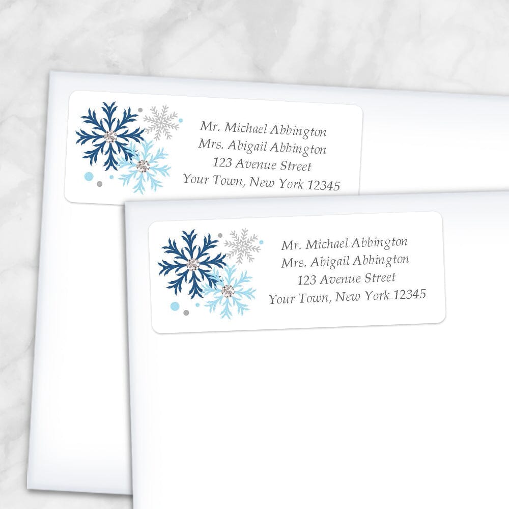 Winter Blue Gray Snowflake Address Labels - Printable at Printable ...