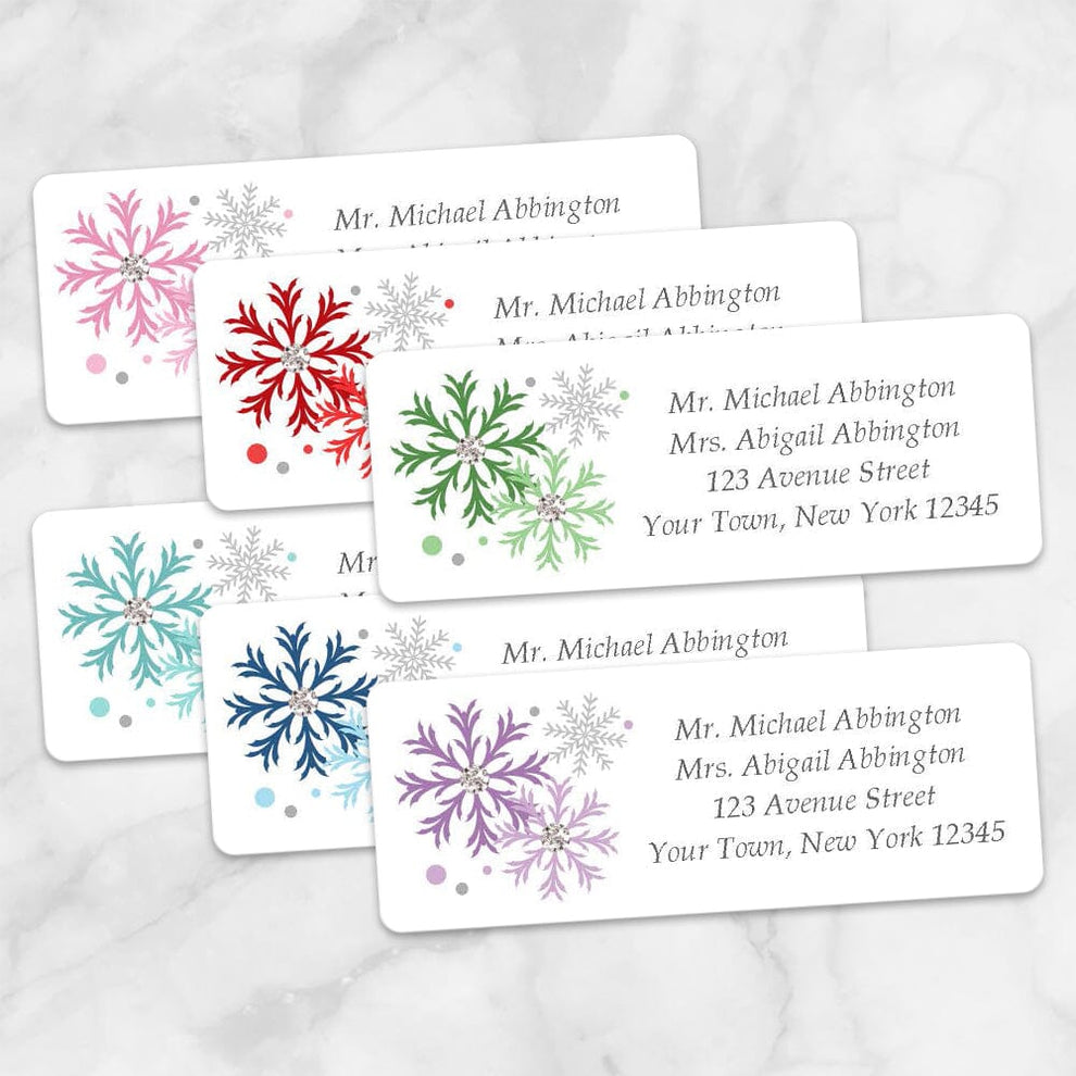 Winter Colorful Snowflake Address Labels - Printable – Printable Planning