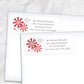Printable Winter Red Gray Snowflake Address Labels at Printable Planning. Shown on envelopes.