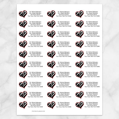 Printable Zebra Print Heart Address Labels at Printable Planning. Sheet of 30 labels.