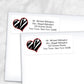 Printable Zebra Print Heart Address Labels at Printable Planning. Shown on envelopes.