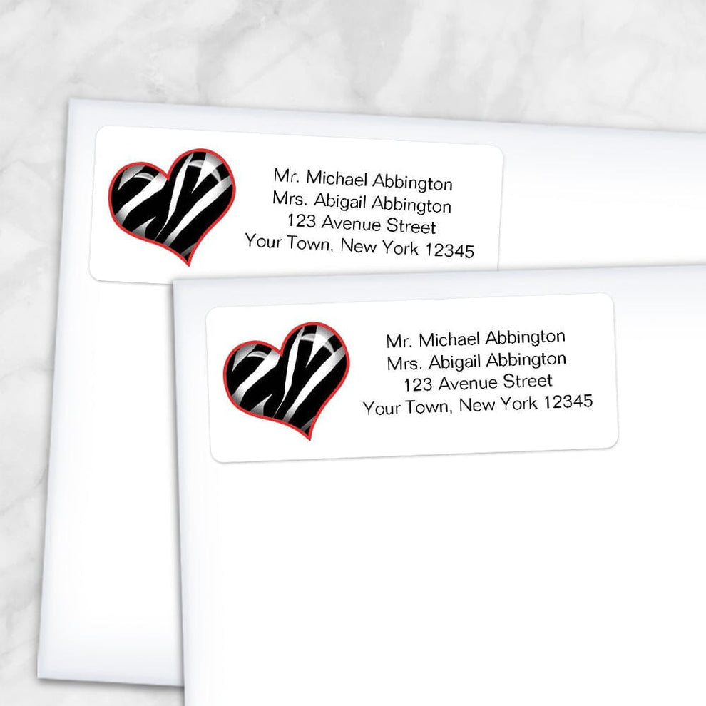 Address Labels Heart Zebra Print Heart Address Labels - Printable – Printable Planning