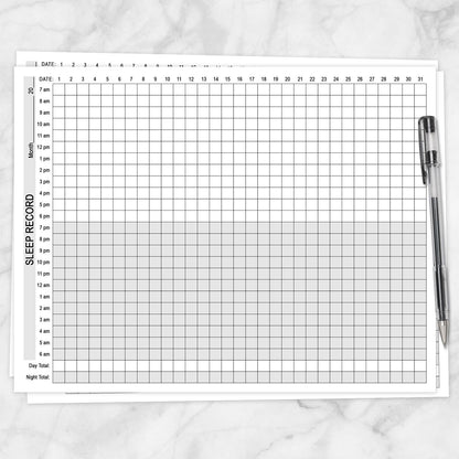 Printable 24-Hour Sleep Record, Monthly Sleep Tracking Sheet at Printable Planning