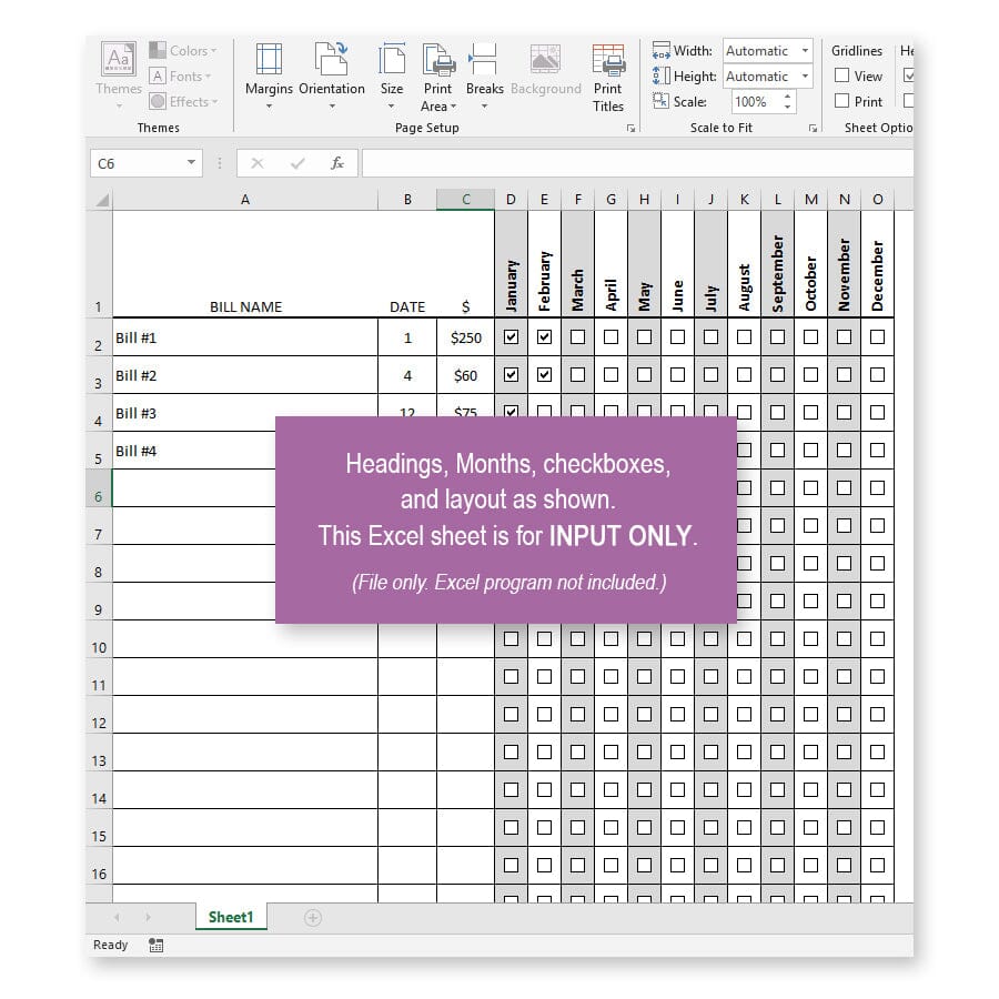 Bill Payment Tracker Log - Printable xlsm EXCEL file at Printable Planning