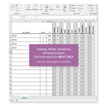 Bill Payment Tracker Log - Printable xlsm EXCEL file at Printable Planning