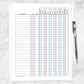 Printable Bill Payment Tracker Log with Amount Column, Turquoise Purple, Full Year at Printable Planning