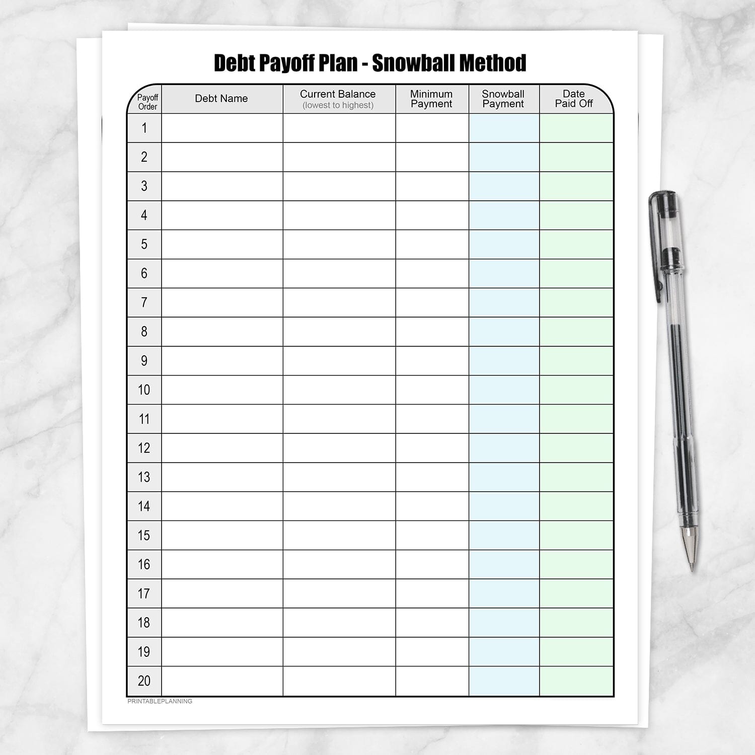 Debt Payoff Planner Free Printable
