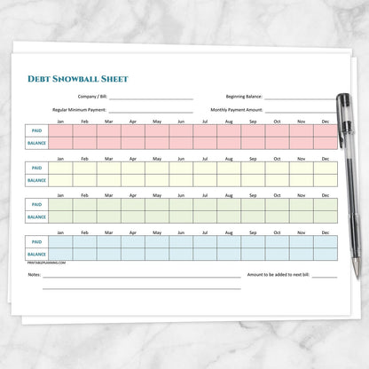 Printable Debt Snowball Sheet, Debt Payoff Plan, and Bill Payment Tracker Log - BUNDLE at Printable Planning