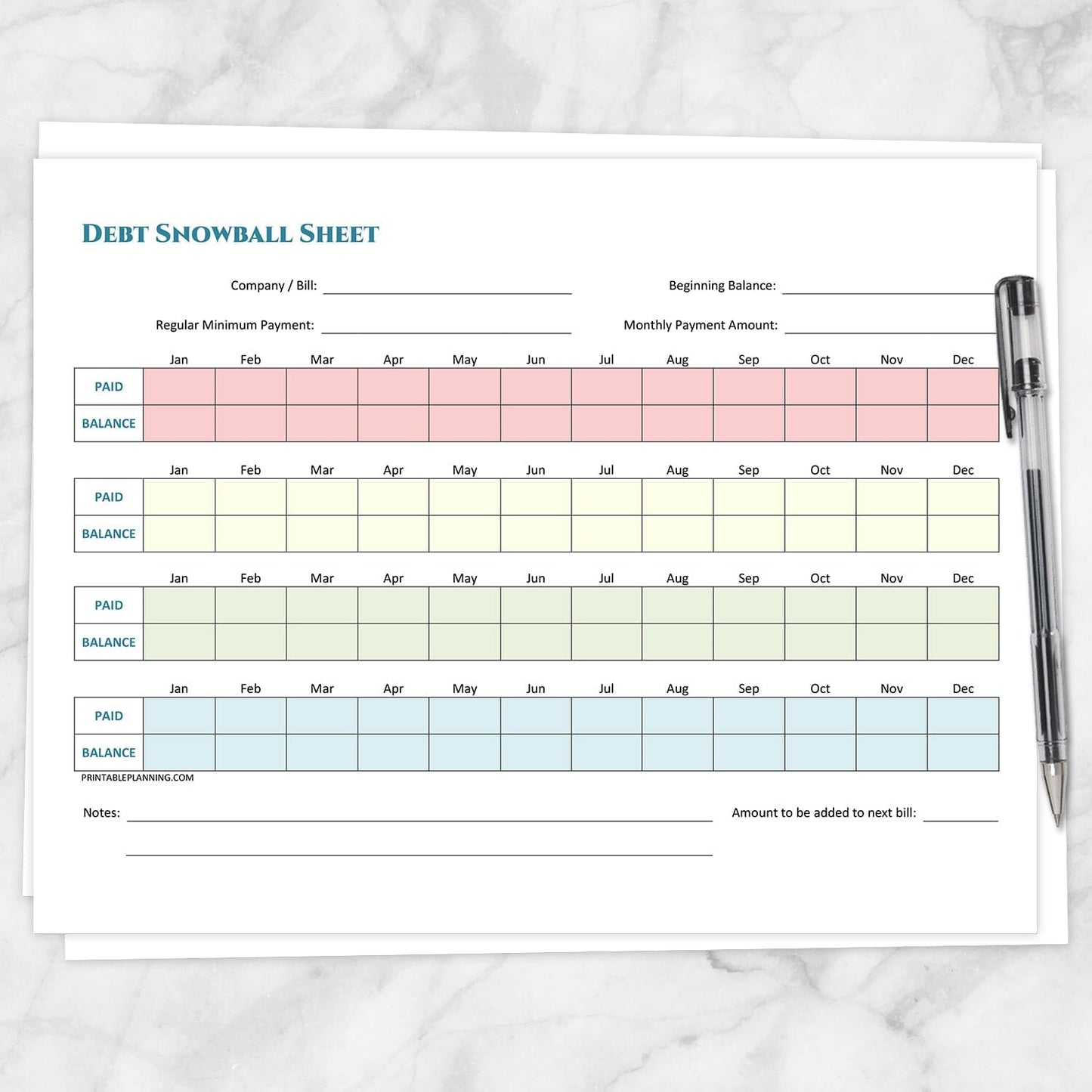 Printable Debt Snowball Sheet and Debt Payoff Plan - BUNDLE at Printable Planning