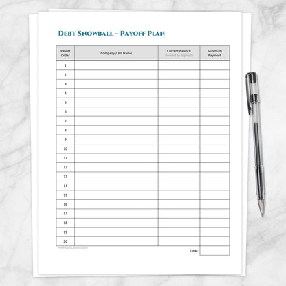 Printable Debt Snowball Sheet, Debt Payoff Plan, and Bill Payment Tracker Log - BUNDLE at Printable Planning
