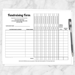 Fundraising Form, 12 Item Columns - Printable at Printable Planning for ...