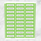 Printable Green Border Name Labels for School Supplies at Printable Planning. Sheet of 30 labels.